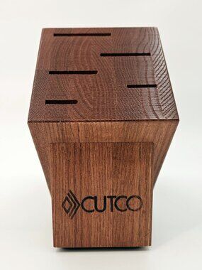 CUTCO 5 Slot Gourmet Oak Wood Knife Block Cherry Stain Finish- "Like New" Unused